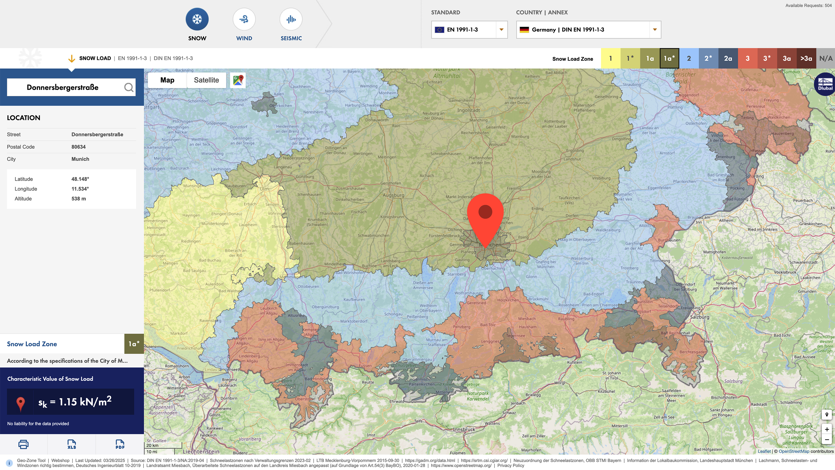 Mapa zatížení sněhem znázorňující geografické zóny s různými hodnotami zatížení sněhem. Cenný podklad pro inženýry při návrhu konstrukcí.